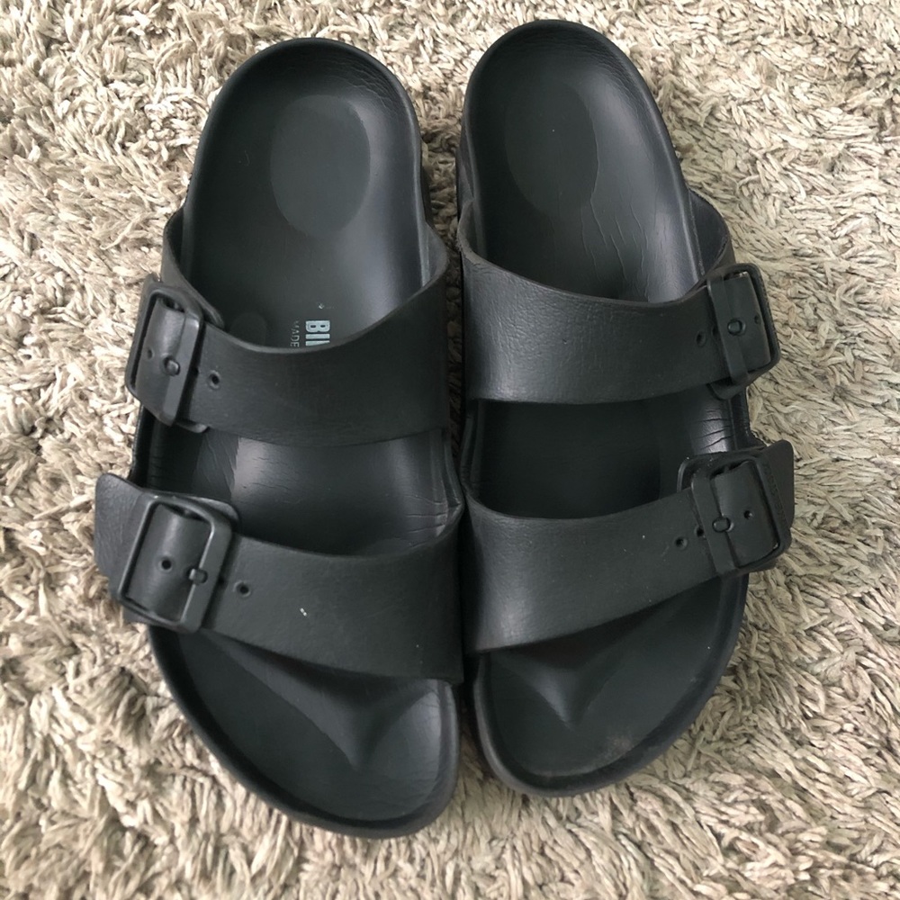 Plastic black Birkenstock’s!